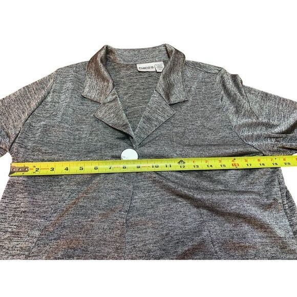 Chicos Women's Long Layering Grey Knit Jacket Size 2 Polyester Spandex Blend Wi - Picture 13 of 13